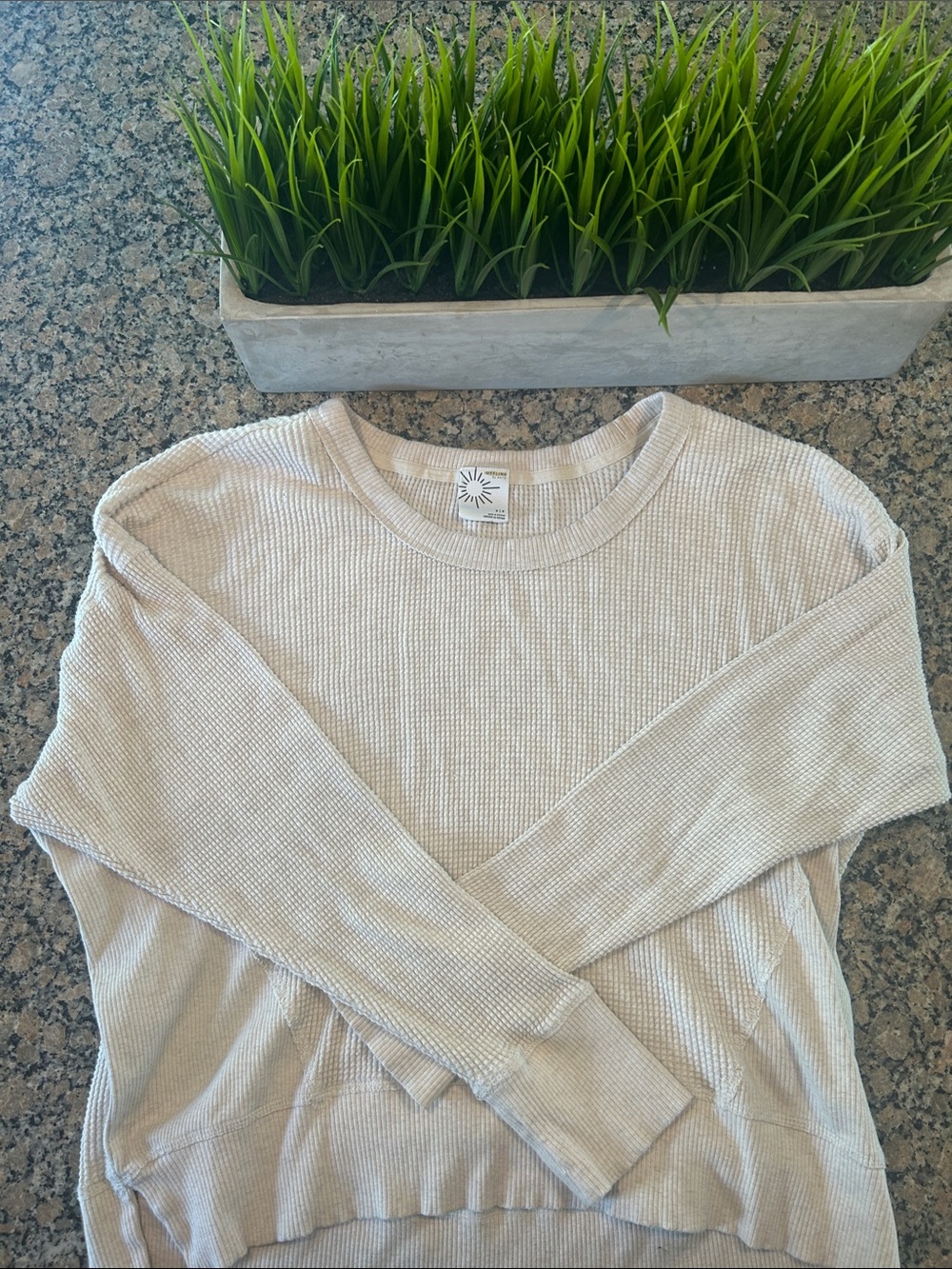 aerie Cream Waffle-Knit Crewneck Sweater